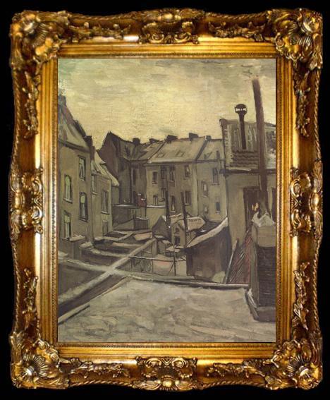 framed  Vincent Van Gogh Backyards of Old Houses in Antwerp in the Snow (nn04), ta009-2